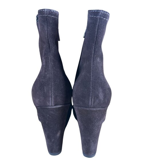 Prada Brown Suede Wedge Heel Ankle Boots Booties Size 38.5 - Picture 6 of 12